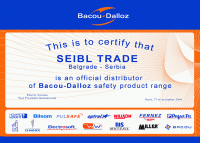 SEIBL TRADE doo, Beograd - Zvanični distributer Bacou-Dallouz proizvoda zaštite na radu.
